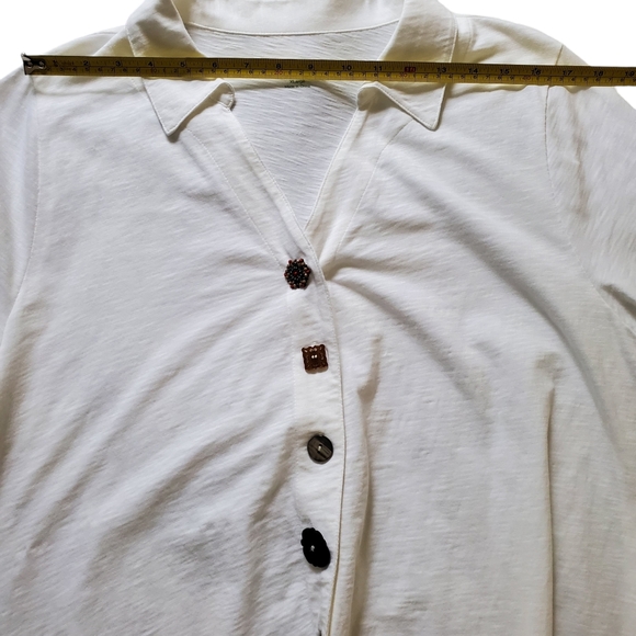 Danielle Assymetrical Hem Coastal Cotton Lagenlook Tunic Whisper White Artsy - Picture 10 of 11